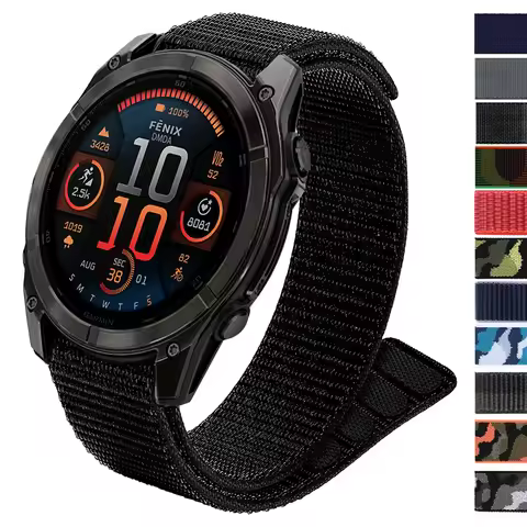 26mm 22mm Nylon Hook Loop Strap For Garmin Fenix 8Pro 7x 6x 5/Tactix 8 7 AMOLED/Enduro 3 2/Tactix 8/