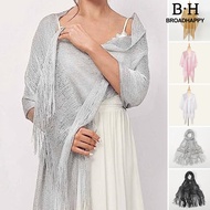 Broadhappy Women Shawl Bright Color Tassel Trim Glitter Gown Shawl Daily Wear Weddings Parties Shawl