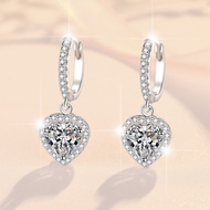 Moissanite Heart Shaped Earrings Genuine Silver Earrings Gem Earrings Diamond Earrings Women Elegant