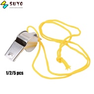 SUYO 1/2/5pcs Metal Whistle Soccer Football Basketball Referee Sport Rugby With Black/Yellow Rope Stainless Steel Whistles