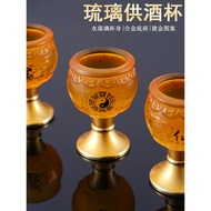 Glass Glazed Wine Glass Water Supply Glass God of Wealth Small Wine Glass Fairy Character Buddha Fro