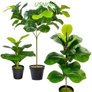 USNOW Artificial Fiddle Leaves Fig Tree, Large Vibrant Fake Ficus Tree, Green Plant Delicate Plastic