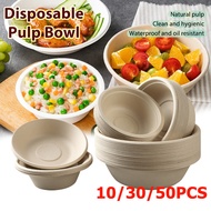 Disposable Paper Plate Bowl Cane Pulp Biodegradable BBQ Birthday Cake Bowl Hot Pot Dipping Bowl Disp