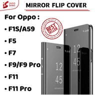 Oppo F1S/A59 F5 F7 F9 F11 Pro Flip Mirror Sarung Clear View Standing Cover Case