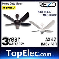 REZO AX42 Baby Fan 42" Ceiling Fan 5 SPEED Remote Control Ceiling fan / Kipas siling REZO AX42 [5 Sp