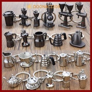 DOONACI308 Coffee Keychain,  Metal Moka Pitcher Keyring, Creative Mini Size Barista Keychain Barista