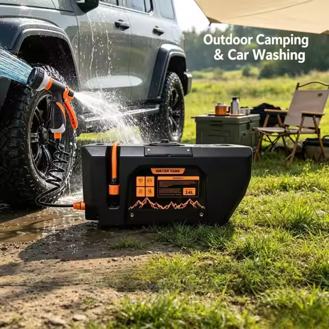 SAN HIMA Quick Charge Pressurized Portable Water Tank 24L Battery Powered Outdoor Shower Kit for Cam