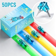 TROYTATU 50pcs Mix Tattoo Needles Cartridge, RL/RS/RM/M1 Mix Size, #12 Standard Assorted Disposable 