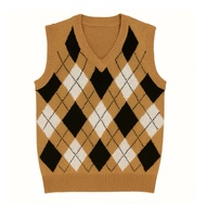 Bandung knitting manufacturer - Unisex Argyle Knitted Vest - Stylish & Comfortable for Everyday Wear