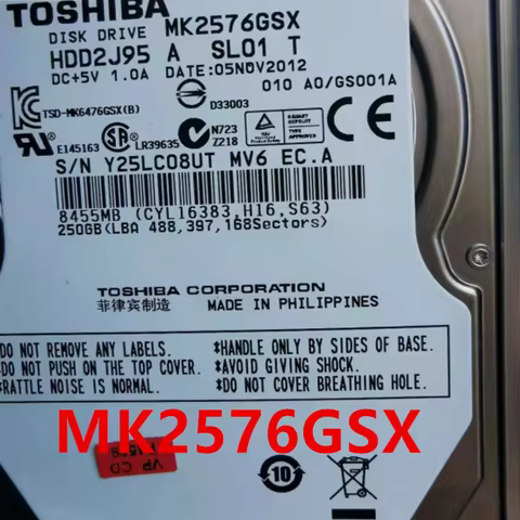 Original New HDD For Toshiba 250GB 2.5" SATA 8MB 5400RPM For Internal HDD For Laptop HDD For MK2576G