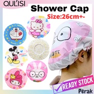 OULISI  Cartoon Shower Cap Waterproof Bath and Makeup Hair Protection Cap Topi Mandi Kartun Sesuai M