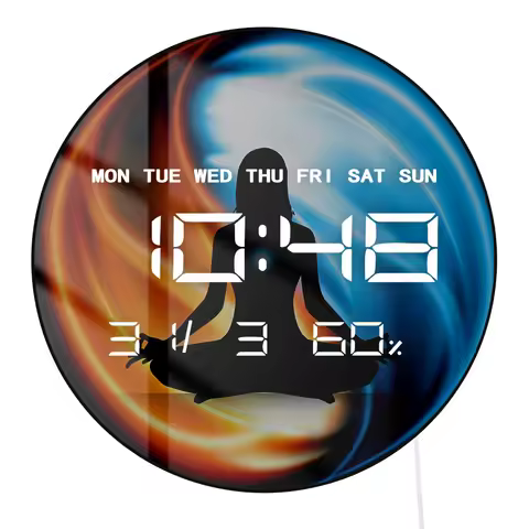 Yin Yang Meditation Symbol Modern Design LED Digital Wall Clock For Yoga Studio Harmony Tao Relaxati
