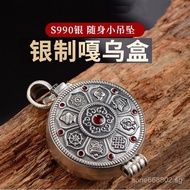 S999Gawu box pure silver vintage openable pendant for holding items, hollow necklace, handmade sweat