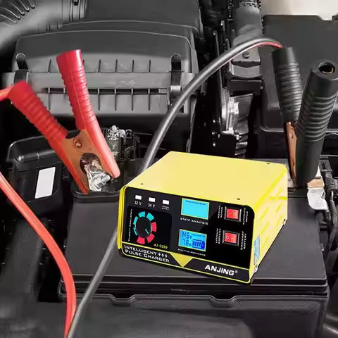 12V 24V Car Battery Charger, 15A Lead-Acid Lithium Battery Charger, Smart Trickle Charger Maintainer