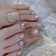 【COD】24pcs Long Ballerina French Fake Nails กระโดดสีชมพูสีดํา