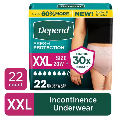 Fresh Protection Incontinence Underwear for Women, Adult Diapers, XXL, 22 Count