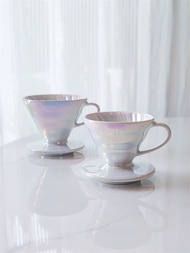 HARIO V60 ถ้วยกรองไทเทเนียมลูกบอลสีขาวออกแบบเซรามิคกรวยรูปเครื่องมือต้มกาแฟแฮนด์เมดจากญี่ปุ่น Limite