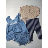 C0058 DEALS Bundle of 4 Pcs Preloved Shirt Denim Top Bloomers Pants Baby Girl 6-9 Months