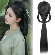 NEEDWAY Hanfu Long Straight Wigs, Traditional Ancient Cosplay Hanfu Wigs, Cute Fluffy Synthetic Fairy Hanfu Cosplay Hairpiece Women