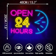 LED Sign Board 40X20CM - OPEN 24 HOURS LED SIGN / OPEN LED SIGN / WELCOME OPEN SIGN