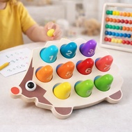 〔 Toddler Toys H9B] Wooden 3D Three-Dimensional Hedgehog Matching Educational Building Blocks Little