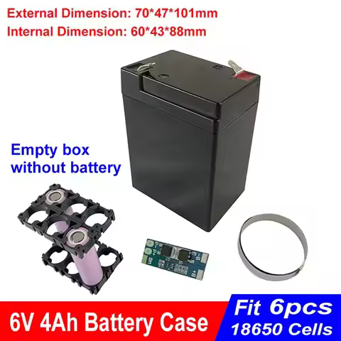 6V Empty Box 4Ah Fit 6pcs 18650 cell 6V4Ah Battery Case 6.4V 7.2V 6Ah 7.5Ah 9Ah 2S3P Holder 8A BMS F