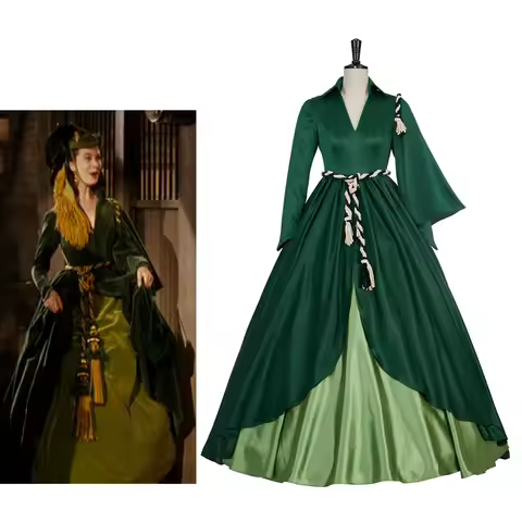 Gone With the Wind Cosplay Scarlett O'hara Green Dress Tudor Civil War Southern Belle Ball Gown Musi