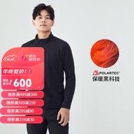 凯乐石（KAILAS）户外抓绒衣男长袖套头卫衣女保暖Polartec贴身半开衫 P100 KG2312106男款-墨黑 L