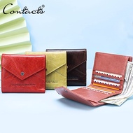 CONTACT'S Genuine Leather Wallet Women Short Rfid Designer Female Purse Zipper Card Holder Ladies Mo