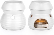 JUXYES Tealight Wax Warmer with Candle Spoon, Ceramic Candle Essential Oil Burner Tealight Fragrance Warmer Aromatherapy Diffuser for Home Bedroom Décor