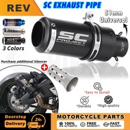 COD Ekzos Motor SC Project Tabung Exhaust Muffler Universal 51mm Motorcycle For Moped Honda Kawasaki