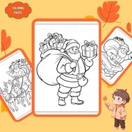 Set of 50/25/10 coloring pages, coloring pages for children with Santa Claus image, A4, A5 regular 7