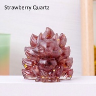 1PC Natural Crystal Crushed Stone Epoxy Resin Nine Tailed Fox Meditation Gift Home Decor DIY Magic W