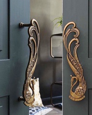 Indian Handmade Pure Copper Door Handle, Retro Phoenix Shaped Kitchen Cabinet, Wardrobe, Barn Door Handle