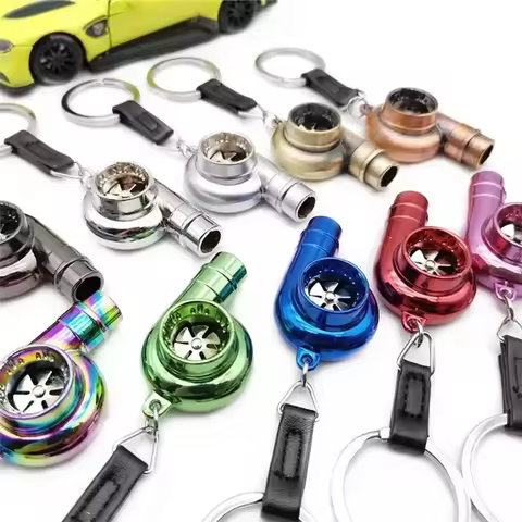 Turbo Keychain With Real Sound Zinc Alloy Turbo Keychain With Sound Sleeve Bearing Spinning Keychain