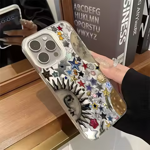 Retro Style Face Sun Stars Phone Case for Oppo A5x A5 A3x A3 A60 A79 A78 A98 A58 A38 A18 A57 A76 A17