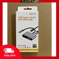 Hub Type C 3in1 - HUB USB Type-C to HDMI, USB 3.0, PD Type-C conversion port for Laptop, Phone, Sams