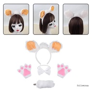 fol Sheep Costume Set Halloween Sheep Ear Hair Hoop Sheep Soft Gloves Plush Tail
