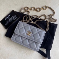 【全新✨ 全網最低價！】Chanel 鏈條woc腰包 灰色荔枝皮 有塵袋/身份卡 （下單前先詢問庫存❗️）