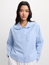 [Pomelo] เสื้อเชิ้ตคอปกปีเตอร์แพนลายทาง / Peter Pan Collar Striped Shirt