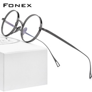 FONEX Pure Titanium Glasses Frame Men Retro Round Prescription Eyeglasses Women New Vintage Myopia Optical Eyewear F85644