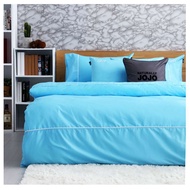 【NATURALLY JOJO】摩達客推薦-素色精梳棉床包組(標準雙人5*6.2尺)/ 天空藍/ 標準雙人5*6.2尺