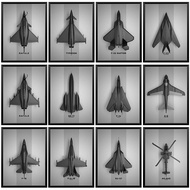 Minimalist Military Aircraft Poster Prints For Living Room Home Decor F22 Raptor Antonov JU-288 Rafa