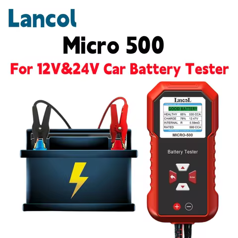 Lancol Micro 500 For 12V&24V Car Battery Tester 40-3000 CCA Lithium Lead Acid Load Test Cranking Cha