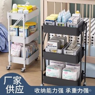 Kitchen Shelf Kitchen Multi-Layer Floor Vegetable Colander Household Movable Foldable Trolley Storage Rack