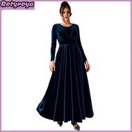 Rotyroya Polyester Dress Women Velvet Dress Velvet Maxi Dress for Women Elegant A-line Swing Dress f