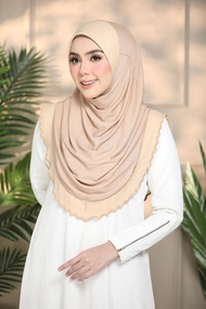 Tudung Sarung AAMANI Cotton Ribbed Awing Scuba Piping Chiffon Free Size Instant Shawl AAMANI