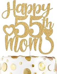 Happy 55th Mom Cake Topper, Happy 55th Birthday for Mother, Cheers to 55 Years Birthday/Anniversary 