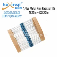 （100pcs）1/4W Metal Film Resistor  1K~100K 1% 2K 2.2K 4.7K 5.1K 10K 15K 20K 68K 82K Ohm Resistance