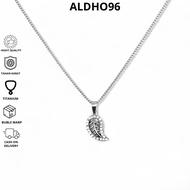 ALDHO96 - Titanium Pendant Necklace Men'sdaun Unisex Stainless Steel Anti-RustWanita